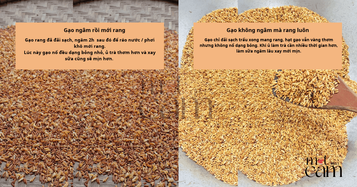 Gạo rang được ngâm và không ngâm sẽ ảnh hưởng đến vị sữa gạo rang mình thưởng thức 