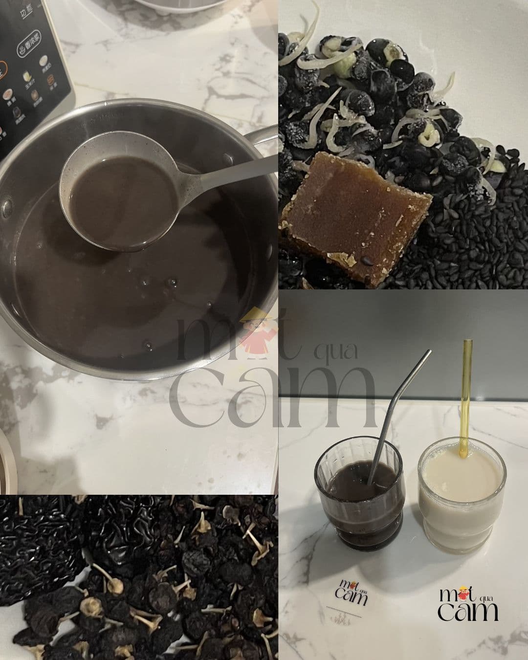 Thành phẩm sữa mịn và có màu đen 