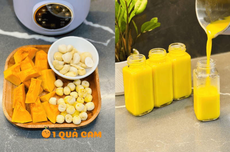 Cách nấu sữa bí đỏ hạt sen bằng máy làm sữa hạt