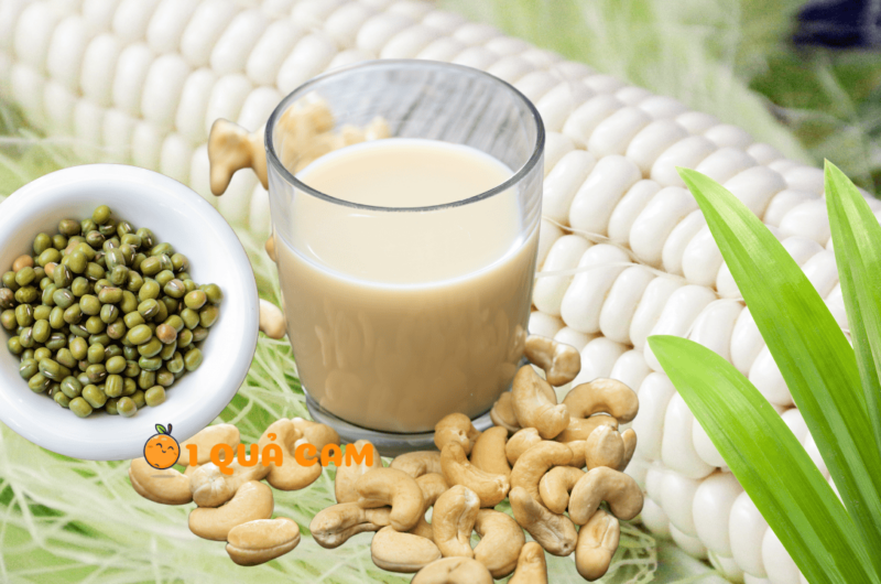 Sữa ngô nếp hạt điều đậu xanh lá dứa